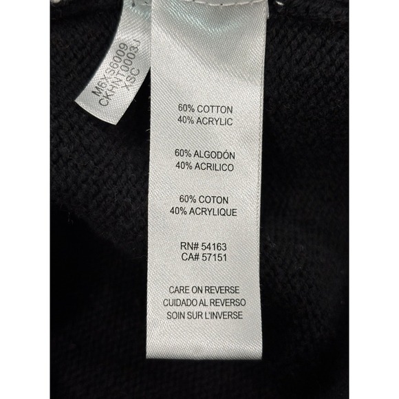 Calvin Klein Women's Black Knit Cowl Neck Sweater L Chunky Textured Contrast Top - Picture 7 of 9